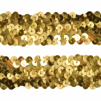Тесьма с пайетками D16, шир. 30 мм/уп. 25+/-1 м, цвет золото - купить в Йошкар-Оле. Цена: 1 087.39 руб.
