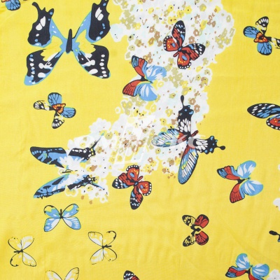 Плательная ткань "Софи" 7.2, 75 гр/м2, шир.150 см, принт бабочки - купить в Йошкар-Оле. Цена 241.49 руб.