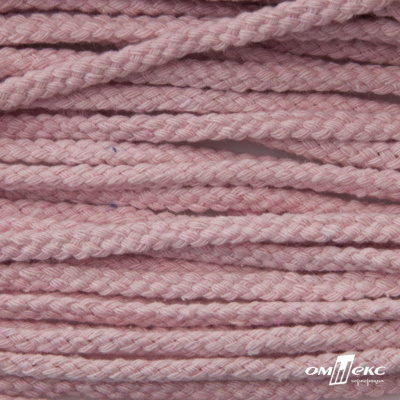 Шнур плетеный d-6 мм круглый, 70% хлопок 30% полиэстер, уп.90+/-1 м, цв.1087-розовый - купить в Йошкар-Оле. Цена: 588 руб.