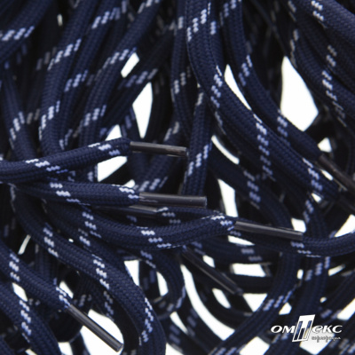 Шнурки #107-19, круглые 130 см, двухцветные цв.тём.синий/белый - купить в Йошкар-Оле. Цена: 22.14 руб.