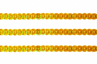 Пайетки "ОмТекс" на нитях, CREAM, 6 мм С / упак.73+/-1м, цв. 92 - золото - купить в Йошкар-Оле. Цена: 484.77 руб.