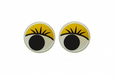 Глазки для игрушек, круглые, с бегающими зрачками, 12 мм/упак.50+/-2 шт, цв. -желтый - купить в Йошкар-Оле. Цена: 95.04 руб.