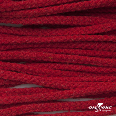 Шнур плетеный d-6 мм, круглый 70% хлопок 30% полиэстер, уп.90+/-1 м, цв.1064-красный - купить в Йошкар-Оле. Цена: 588 руб.