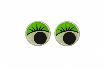 Глазки для игрушек, круглые, с бегающими зрачками, 10 мм/упак.50+/-2 шт, цв. -зеленый - купить в Йошкар-Оле. Цена: 71.20 руб.