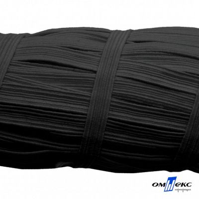 Резиновые нити с текстильным покрытием, шир. 6 мм (55 м/уп), цв.-черный - купить в Йошкар-Оле. Цена: 210.75 руб.