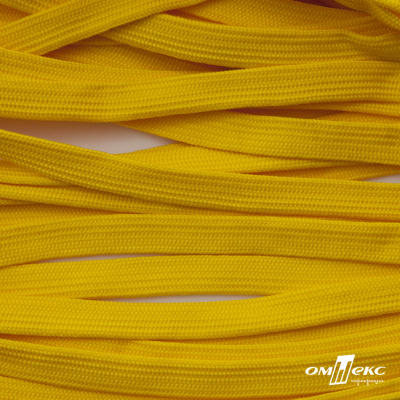 Шнур плетеный (плоский) d-12 мм, (уп.90+/-1м), 100% полиэстер, цв.269 - жёлтый - купить в Йошкар-Оле. Цена: 8.62 руб.