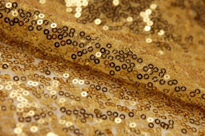 Сетка с пайетками №6, 188 гр/м2, шир.130см, цвет золото - купить в Йошкар-Оле. Цена 371.02 руб.
