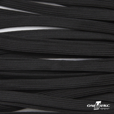 Шнур плетеный (плоский) d-12 мм, (уп.90+/-1м), 100% полиэстер, цв. - черный - купить в Йошкар-Оле. Цена: 8.62 руб.