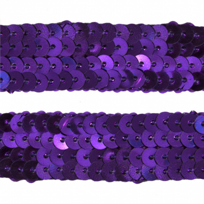 Тесьма с пайетками 12, шир. 20 мм/уп. 25+/-1 м, цвет фиолет - купить в Йошкар-Оле. Цена: 786.13 руб.