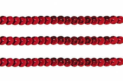 Пайетки "ОмТекс" на нитях, SILVER-BASE, 6 мм С / упак.73+/-1м, цв. 3 - красный - купить в Йошкар-Оле. Цена: 468.37 руб.
