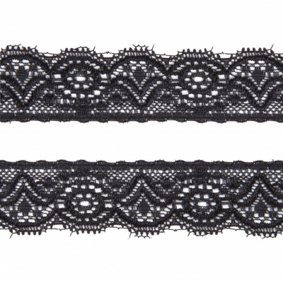 Кружево эластичное LY-311, шир. 20 мм, цвет чёрный - купить в Йошкар-Оле. Цена: 19.25 руб.