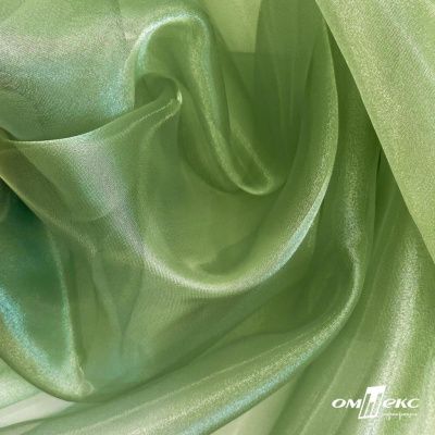 Ткань органза, 100% полиэстр, 28г/м2, шир. 150 см, цв. #27 зеленый - купить в Йошкар-Оле. Цена 86.24 руб.