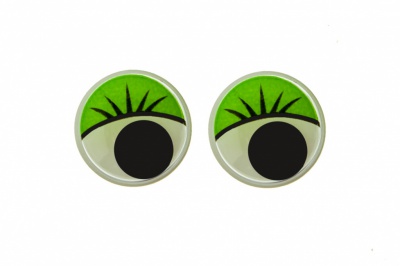 Глазки для игрушек, круглые, с бегающими зрачками, 15 мм/упак.50+/-2 шт, цв. -зеленый - купить в Йошкар-Оле. Цена: 113.01 руб.
