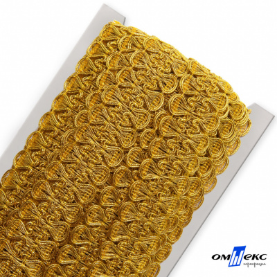 Тесьма металлизированная 0384-0777, шир. 34 мм/уп. 25+/-1 м, цвет золото - купить в Йошкар-Оле. Цена: 586.51 руб.