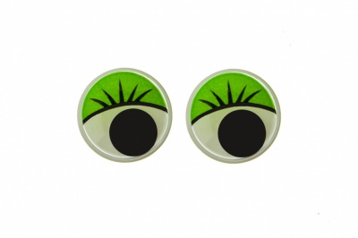 Глазки для игрушек, круглые, с бегающими зрачками, 12 мм/упак.50+/-2 шт, цв. -зеленый - купить в Йошкар-Оле. Цена: 95.04 руб.