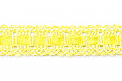 Тесьма кружевная 0621-1605, шир. 25 мм/уп. 20+/-1 м, цвет 017-жёлтый - купить в Йошкар-Оле. Цена: 392.08 руб.