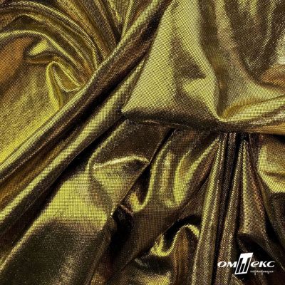 Трикотажное полотно голограмма, шир.140 см, #602 -чёрный/золото - купить в Йошкар-Оле. Цена 385.88 руб.
