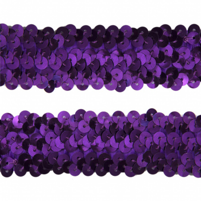Тесьма с пайетками 12, шир. 30 мм/уп. 25+/-1 м, цвет фиолет - купить в Йошкар-Оле. Цена: 1 098.48 руб.