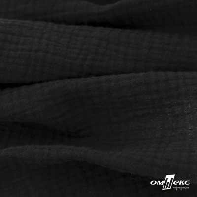 Ткань Муслин, 100% хлопок, 125 гр/м2, шир. 140 см #2037 цв.-чёрный - купить в Йошкар-Оле. Цена 318.49 руб.