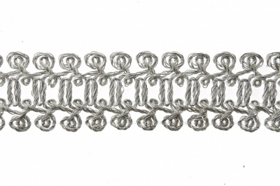 Тесьма металлизированная 7866, шир. 25 мм/уп. 13,7+/-1 м, цвет серебро - купить в Йошкар-Оле. Цена: 1 293.60 руб.