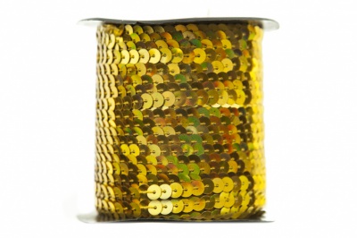 Пайетки "ОмТекс" на нитях, SILVER SHINING, 6 мм F / упак.91+/-1м, цв. 48 - золото - купить в Йошкар-Оле. Цена: 356.19 руб.