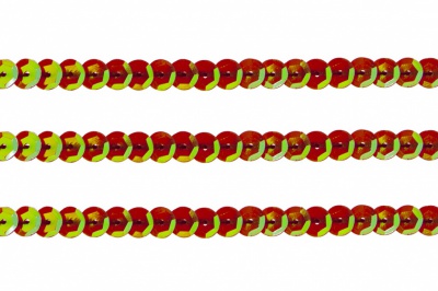 Пайетки "ОмТекс" на нитях, CREAM, 6 мм С / упак.73+/-1м, цв. 96 - красный - купить в Йошкар-Оле. Цена: 484.77 руб.