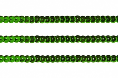 Пайетки "ОмТекс" на нитях, SILVER-BASE, 6 мм С / упак.73+/-1м, цв. 4 - зеленый - купить в Йошкар-Оле. Цена: 484.77 руб.