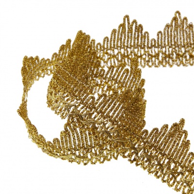 Тесьма металлизированная 0384-0240, шир. 40 мм/уп. 25+/-1 м, цвет золото - купить в Йошкар-Оле. Цена: 490.74 руб.
