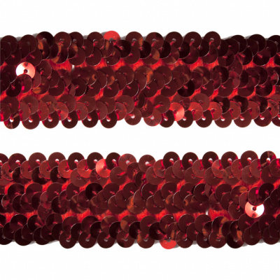 Тесьма с пайетками 3, шир. 30 мм/уп. 25+/-1 м, цвет красный - купить в Йошкар-Оле. Цена: 1 087.39 руб.